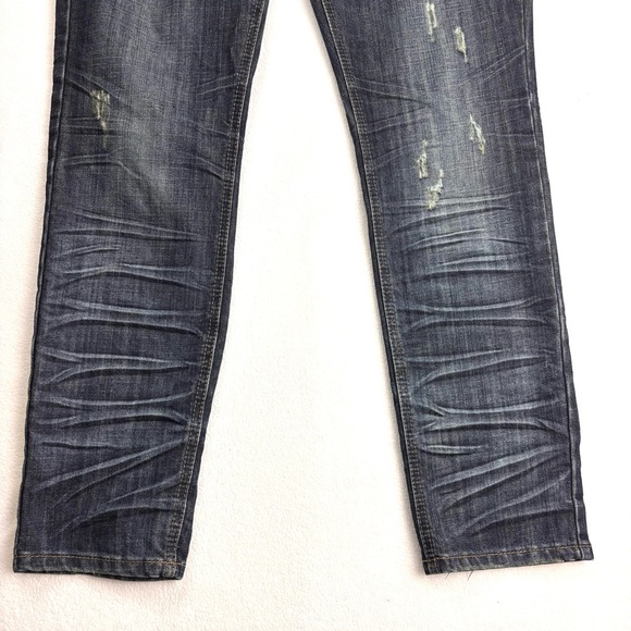 Almost Famous Lowrise Super Whisker Faded Denim Straight Leg Western Jean (15) - Picture 5 of 15